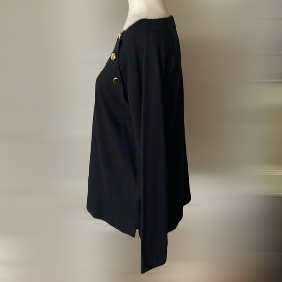 Loft Button Trim Long Sleeve Tee Black M - Picture 2 of 6